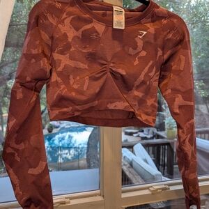 Gymshark Rust Color Cropped Long Sleeve Top